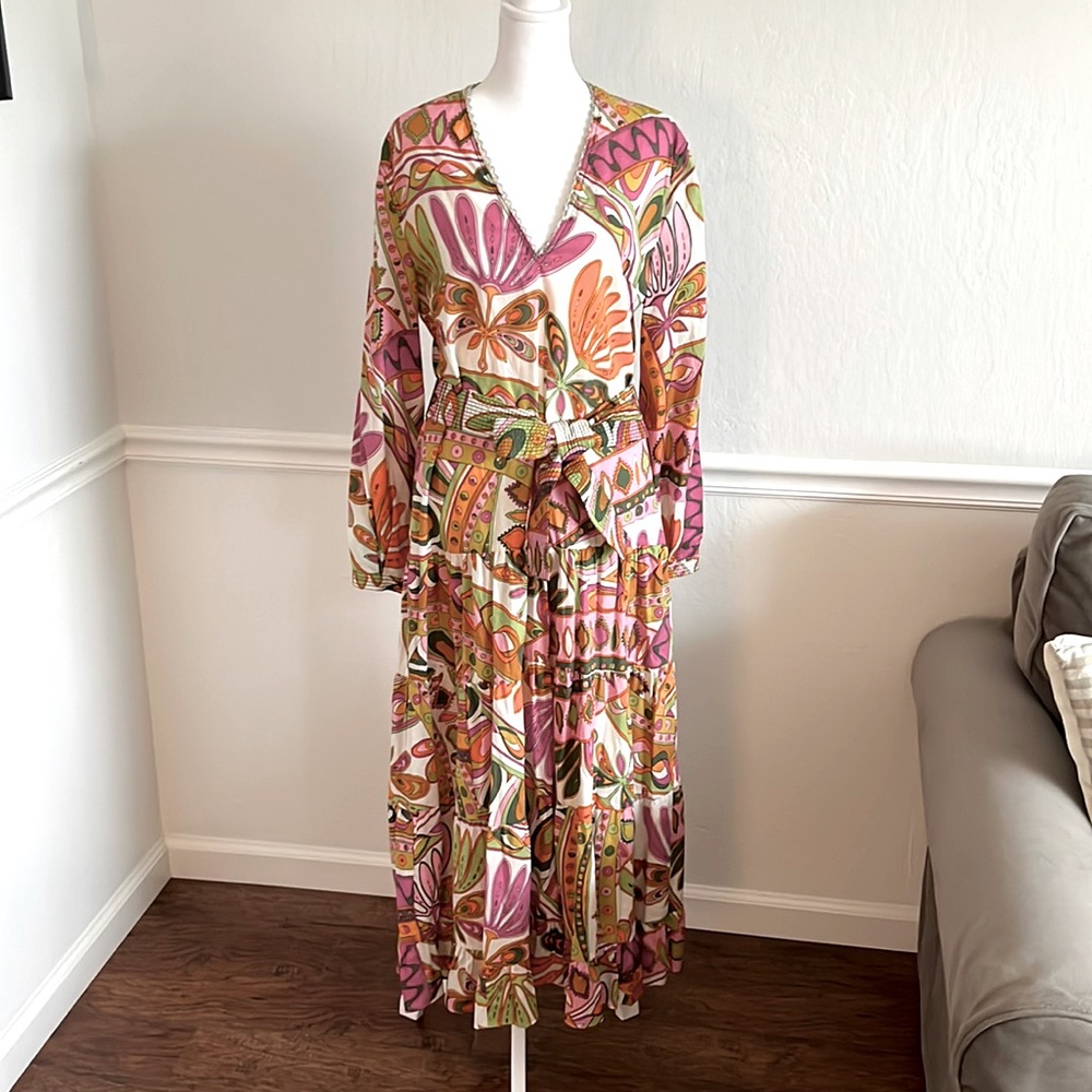 Zara cotton dress with tie belt